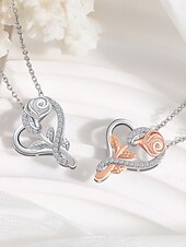 economico collane e ciondoli-collana in rame moda donna carina classica cuore adorabile collana a forma di cuore per san valentino regalo di compleanno