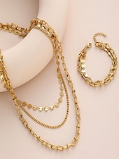 cheap Necklaces &amp; pendants-Necklace Chrome Gold Women&#039;s Elegant Fashion Layered Wedding irregular Necklace For Wedding Party