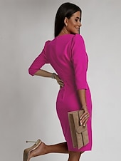 preiswerte Kleider für die Arbeit-Damen Arbeitskleidung Etuikleid Elegant B¨¹ro Täglich Midikleid Rüschen Gespleisst V Ausschnitt Langarm Glatt Regular Fit Schwarz Weiß Khaki Herbst S M L XL 2XL