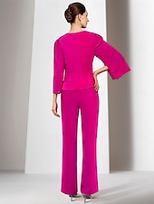 levne Máminy kombinézy-Dvoudílné kombinézy matka nevěsty svatební host elegantní přehoz včetně náhrdelníku po kotníky elastické šifonové 3/4 délky rukávu s bandáží 2025 zdarma vlastní velikost
