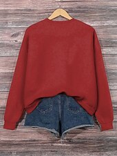 economico Umor e Citazioni Tops-Per donna Felpe Pop art Informale Manica lunga Rotonda Top regolari Ufficio Da giorno Informale Stampa Rosso Autunno Inverno