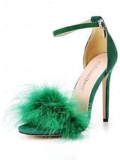 Women's Pink Suede Heels with Fluffy Straps and Pointed Toe | Perfect for Wedding, Parties and Night Out cheap Semi-Formal-Women's Pink Suede Heels with Fluffy Straps and Pointed Toe | Perfect for Wedding, Parties and Night Out