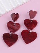 baratos Brinco Feminino-brincos femininos de coração com glitter, design em camadas rosa e branco, joias leves e modernas para o dia dos namorados, festas e presentes