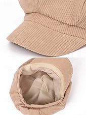 economico Cappelli da donna-berretto da donna in velluto a coste, stile vintage, morbido e confortevole, disponibile in vari colori, ideale per outfit casual, autunno e inverno