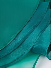 preiswerte GRÜN-Meerjungfrau/Trompete Abendkleid elegantes Kleid Verlobung Sweep/Pinselschleppe ärmellos bodenlang Rundhals Herbst Hochzeitsgast Stretch Satin mit Applikationen 2025
