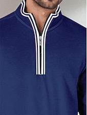 billiga Herrgolfkläder-Herr Vandringspolotröja Marinblå Långärmad Överdelar Golfkläder Kläder Outfits Bär kläder