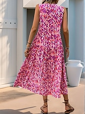 cheap Elegant Floral Dresses-Women&#039;s Midi Dress Casual Dress Swing Dress A Line Dress Tank Dress Casual Daily Regular Fit Floral Sleeveless V Neck Blue Fuchsia Green Summer Spring Fall