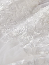 economico Abiti sposa di lusso-abiti da sposa matrimonio sulla spiaggia a-line illusion neck senza maniche lunghezza pavimento corte strascico pizzo abiti da sposa con applicazioni ricamate 2025
