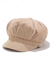 economico Cappelli da donna-berretto da donna in velluto a coste, stile vintage, morbido e confortevole, disponibile in vari colori, ideale per outfit casual, autunno e inverno
