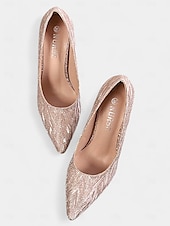 cheap Formal-Women&#039;s Pointed Toe Champagne Glitter Stiletto Heels with Ankle Strap | Perfect for Spring Weddings