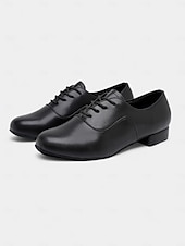 preiswerte Tanzschuhe für Herren-schwarze Tanzschuhe zum Schnüren für Herren mit weicher Wildledersohle und klassischem Design – ideal für Standard-, lateinamerikanische und Bühnenauftritte