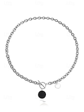 abordables Collier pour femme-Collier chaîne en or avec pendentif rond et fermoir à bascule – bijoux minimalistes pour femmes, parfaits pour un usage quotidien et des occasions formelles