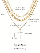cheap Women&#039;s Necklace-Layered Gold Chain Necklace Set with Cross Pendant and Simulated Rhinestone Accents – Fashionable Jewelry for Women, Perfect for Parties, Everyday Wear, and Special Occasions
