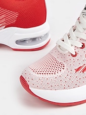 preiswerte Damen-Sneaker-vielseitige rote Damen-Sneaker mit Luftpolstersohle für das Fitnessstudio oder Freizeitausflüge