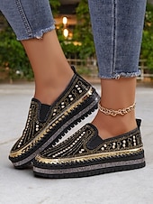 preiswerte Damen-Sneaker-Grüne Slip-On-Sneakers mit Strasssteinen und dicker Sohle für Damen – glamouröse Freizeitschuhe für Partys und den Alltag
