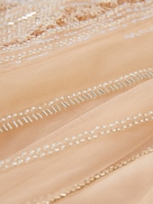 abordables Champagne-robe de soirée sirène robe élégante soirée fête fiançailles traine sans manches longueur au sol col en V automne mariage invité paillettes dos nu avec perles paillettes 2025