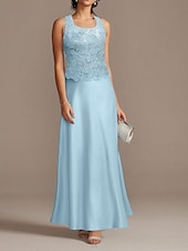 economico Con giacca-Abito madre della sposa a tubino ospiti matrimonio elegante scollatura a girocollo lunghezza pavimento maniche 3/4 corti giacca abiti con pizzo abito da corsa taglia personalizzata gratuita
