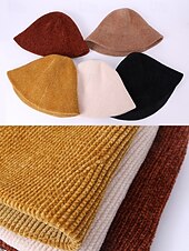 cheap Women&#039;s Hats-Women&#039;s Knitted Bucket Hat, Soft Warm Winter Hat for Casual Outings and Travel
