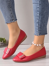 cheap Women&#039;s Flats-Women&#039;s Brown Faux Leather Pointed-Toe Flats with Bow and Rhinestone Detailing - Casual and Office Wear Shoes