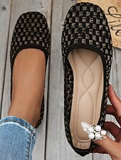 abordables Ballerines femme-ballerines en tricot bleu pour femmes avec semelle intérieure coussinée - chaussures confortables et élégantes pour le travail et le quotidien
