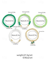 billige Damearmbånd-st. patrick&#039;s day lucky charm armbånd – irsk grønn beaded stretch armbåndsett for kvinner, festlig ferietilbehør med shamrock og bokstavdetaljer