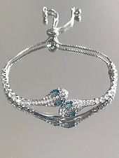 cheap Bracelets &amp; Bangles-Cubic Zirconia Vintage Style Snake Personalized Chrome Bracelet Jewelry Silver / Purple / Green For Party Street