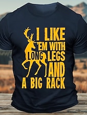 cheap Men&#039;s Graphic T Shirt-Men&#039;s Funny Hunting Deer T Shirt Tee Top 100% Cotton Short Sleeve Graphic Shirt Black Army Green Dark Blue Comfortable Tee Street Sports Outdoor Fashion Designer Clothing