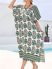 economico Caftani-Per donna Costumi da bagno Prendisole Costume da bagno Protezione UV Festività Abbigliamento mare Pop art A V Maniche corte Costumi da bagno
