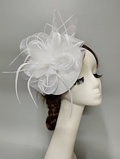 billige Coiffer-fascinators Nett slørhatt Bryllup Damenes dag Med Fjær Kronblader Hodeplagg Hodeplagg