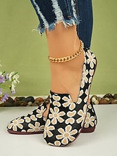 Women's Breathable Black Floral Slip-On Barefoot Flats with Soft Sole - Perfect for Everyday Wear 13
