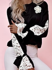 abordables Sweats à capuche-pull femme mode décontracté rayé fête décontractée sortie col carré coupe ample manches longues noir beige automne hiver