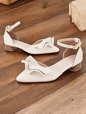 olcso Block Heels-Női Magassarkúak Ρετρό Munka Napi Csat Vaskosabb sarok Erősített lábujj Elegáns Szüret PU Fém csat Mandula Fekete Bézs