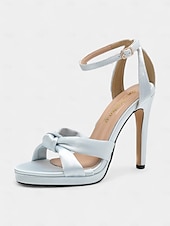 abordables Bal de promo-talons de mariée blancs confortables et élégants pour femmes - dotés d&#039;une tige en satin doux et d&#039;une semelle de soutien