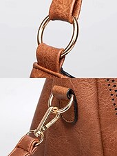 billiga Hand- och toteväskor-luffarväska i konstläder för kvinnor med matchande plånbok, axelväska i bohemisk stil med perforerad design, perfekt för vardagligt och vardagsbruk svart brun grå