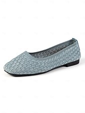abordables Ballerines femme-ballerines en tricot bleu pour femmes avec semelle intérieure coussinée - chaussures confortables et élégantes pour le travail et le quotidien