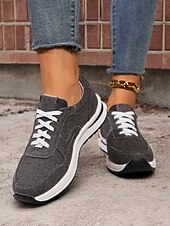 cheap Women&#039;s Sneakers-Women&#039;s Stylish Denim Sneakers with White Sole | Perfect for Casual and Everyday Wear