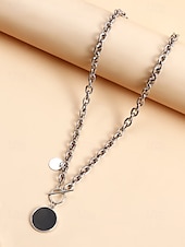 abordables Collier pour femme-Collier chaîne en or avec pendentif rond et fermoir à bascule – bijoux minimalistes pour femmes, parfaits pour un usage quotidien et des occasions formelles