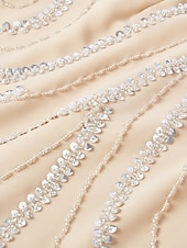 abordables Avec veste-tailleur-pantalon fourreau deux pièces robe de mère de la mariée mariage de plage élégant scintillant&amp;amp;Robe longue en mousseline de soie à paillettes et col en V brillant, longueur cheville,