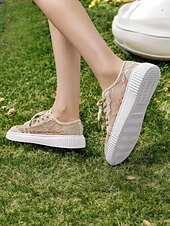 abordables Occasionnel-baskets de mariage en dentelle florale pour femmes – chaussures de mariée décontractées avec semelle confortable et design à lacets