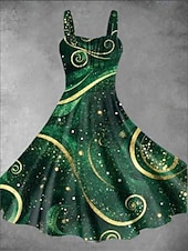 abordables Robes fleuries décontractées-robe midi à bretelles à imprimé graphique pour femme élégante décontractée vacances maison sans manches été