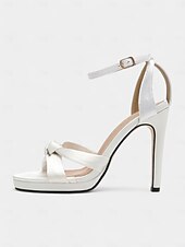 abordables Bal de promo-talons de mariée blancs confortables et élégants pour femmes - dotés d&#039;une tige en satin doux et d&#039;une semelle de soutien