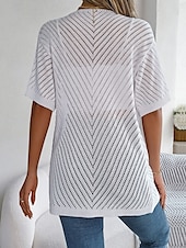 abordables Cardigans et vêtements d&#039;extérieur-Femme Pull Chandail Gilet Cardigan Décontractées Flexible Couleur monochrome A côtes Ouvrir le devant Tricoté Manches courtes Hauts réguliers Tricoter Extérieur du quotidien Fin de semaine Blanche
