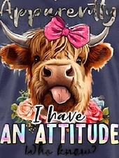 ieftine Umor &amp; Citate tricou-Pentru femei Tricou Animal Scrisă Modă Modern Casual Manșon Lung Stil Nautic Topuri obișnuite Zilnic Sfârșit de săptămână Imprimeu Albastru piscină Toamnă Iarnă