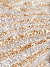 abordables Champagne-robe de soirée sirène robe élégante soirée fête fiançailles traine sans manches longueur au sol col en V automne mariage invité paillettes dos nu avec perles paillettes 2025