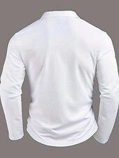preiswerte Klassisches Poloshirt für Herren-Herren Poloshirts zum Suchbegriff: &quot;Waffel&quot; Golfhemd Arbeit Casual Kargen Langarm Basic Modern Farbblock Patchwork Knopf Frühling &amp; Herbst Regular Fit Weiß Poloshirts zum Suchbegriff: &quot;Waffel&quot;
