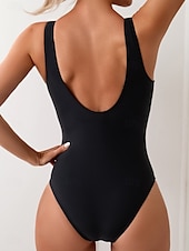 voordelige Eendelige badpakken-Dames Zwemkleding Een stukje Monokini Zwempak Blote rug Buikcontrole Hoge taille Slank Vakantie Strand Kleding Kleurenblok U-hals Mouwloos Badpakken
