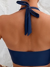 olcso 3 részes bikini szett-Női Fürdőruha Bikini Három darab Szoknya Fürdőruha Nyitott hátú Vékony Szabadság Strandruházat Fólia Kötőfék nyaka Ujjatlan Fürdőruhák