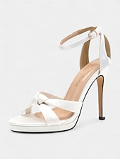 abordables Bal de promo-talons de mariée blancs confortables et élégants pour femmes - dotés d&#039;une tige en satin doux et d&#039;une semelle de soutien