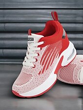 preiswerte Damen-Sneaker-vielseitige rote Damen-Sneaker mit Luftpolstersohle für das Fitnessstudio oder Freizeitausflüge