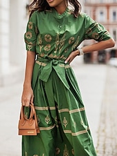 ieftine Rochii tip cămașă-rochie cămașă de damă rochie midi vacanță petrecere afaceri la modă elegantă guler de cămașă nasturi mânecă scurtă vară primăvară grafică lejer